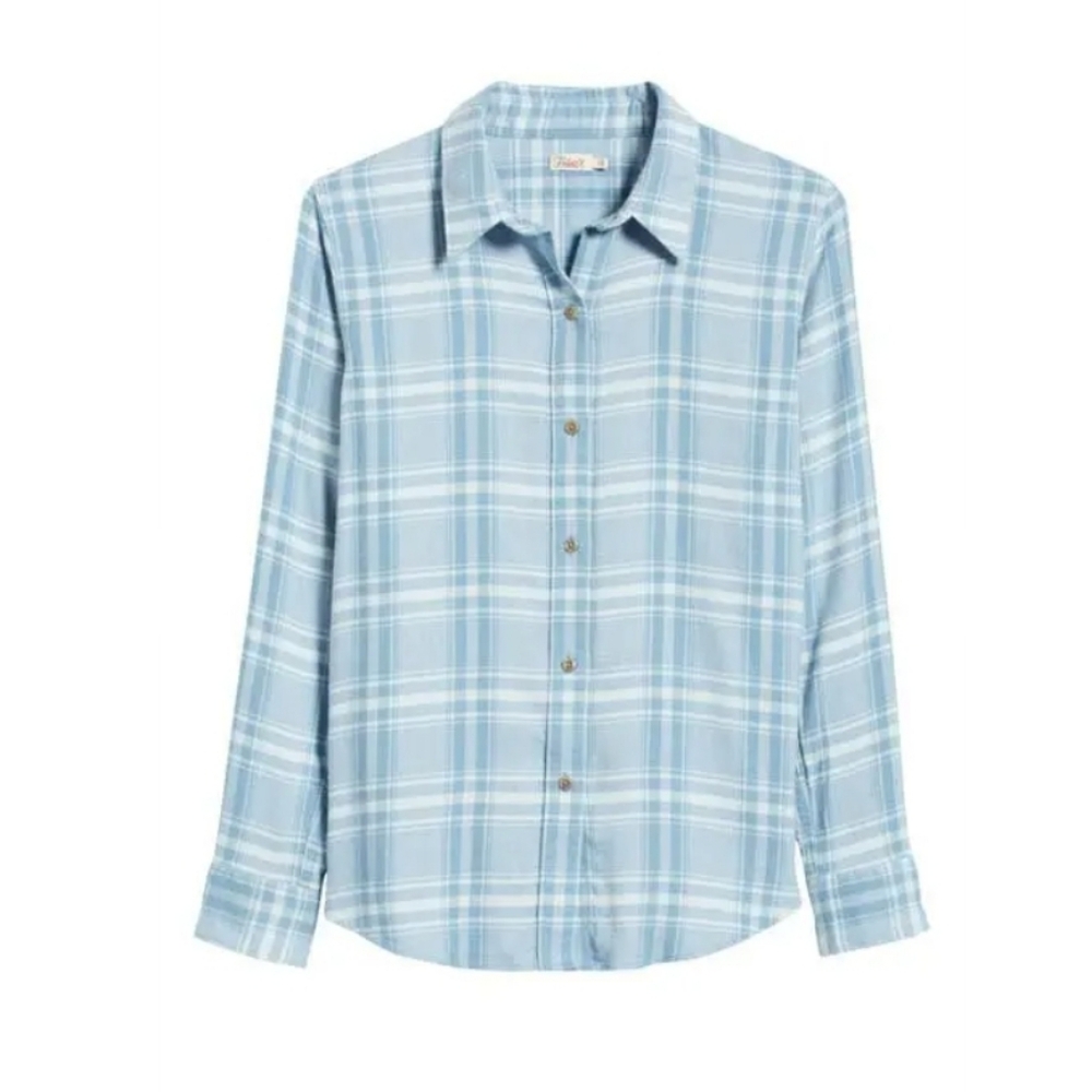 Faherty Blue White Flannel Button Down Legend Swe… - image 3